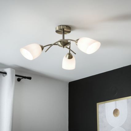 Kiinteä kattokruunu DONNA 3xE27/60W/230V patina