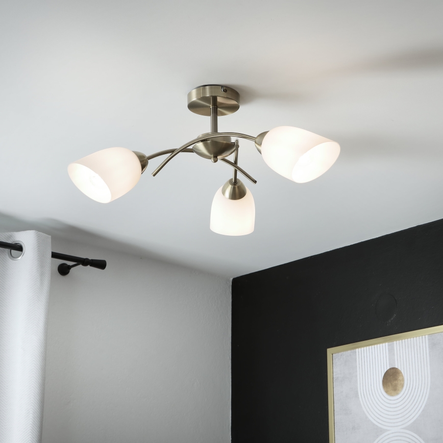 Kiinteä kattokruunu DONNA 3xE27/60W/230V patina