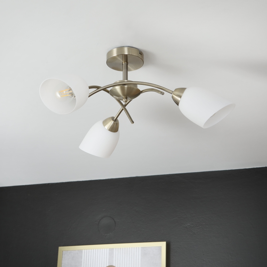 Kiinteä kattokruunu DONNA 3xE27/60W/230V patina