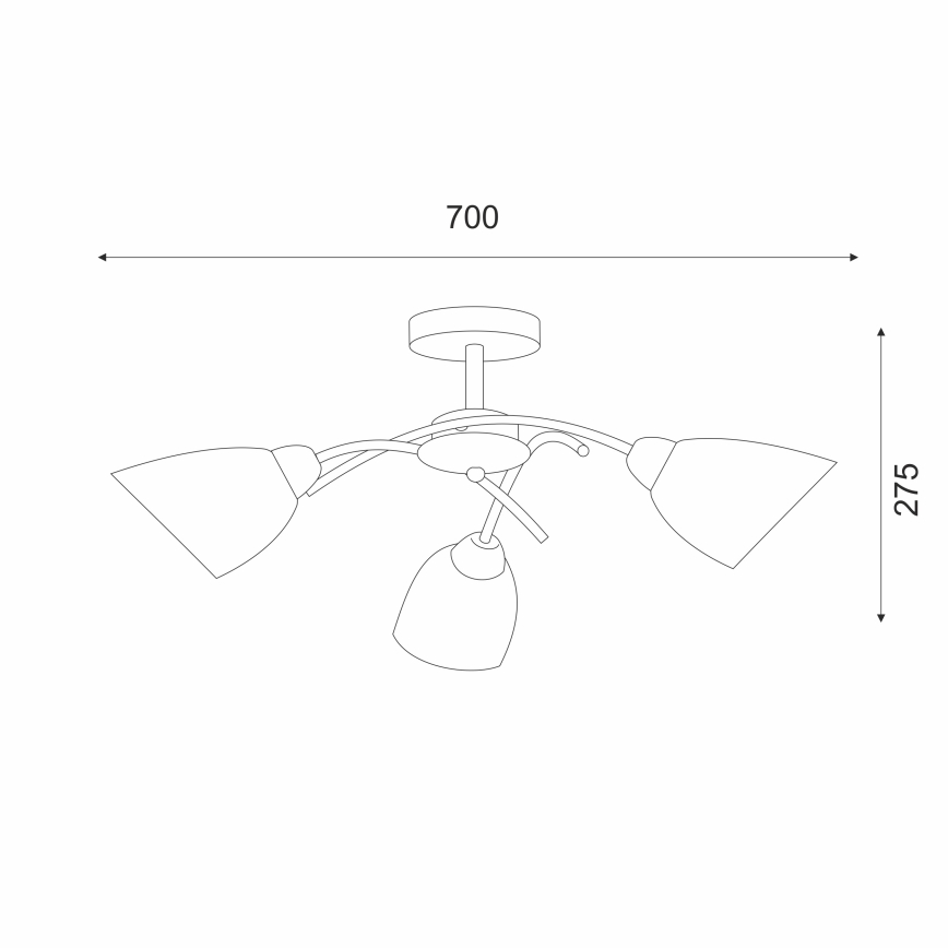 Kiinteä kattokruunu DONNA 3xE27/60W/230V patina