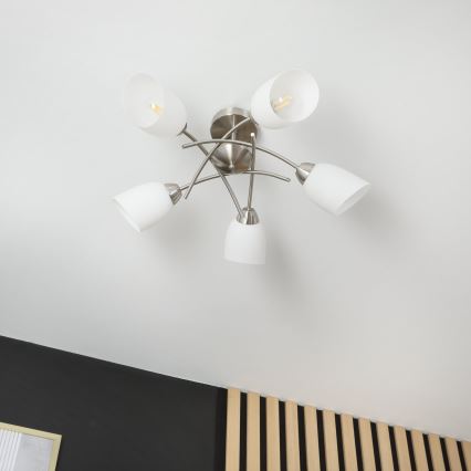 Kiinteä kattokruunu DONNA 5xE27/60W/230V nikkeli