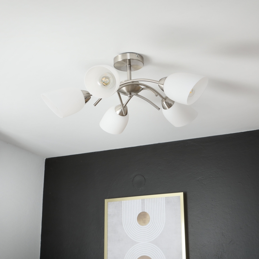 Kiinteä kattokruunu DONNA 5xE27/60W/230V nikkeli