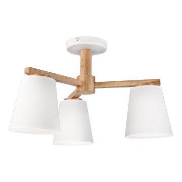 Kiinteä kattokruunu ELLIE 3xE27/15W/230V valkoinen/tammi
