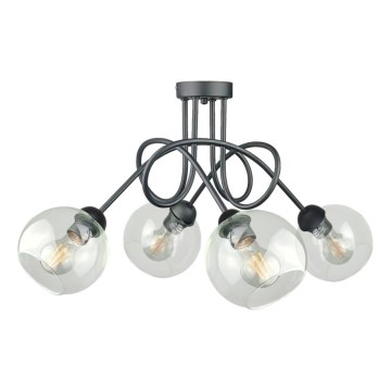 Kiinteä kattokruunu EVIE 4xE27/60W/230V antrasiitti/läpinäkyvä