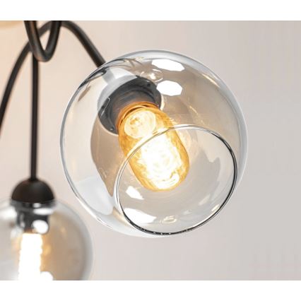 Kiinteä kattokruunu EVIE 4xE27/60W/230V antrasiitti/läpinäkyvä