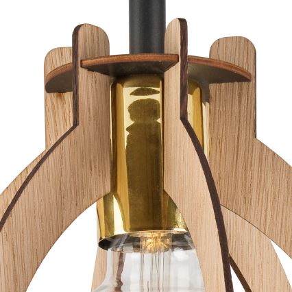 Kiinteä kattokruunu LANDO 1xE27/15W/230V halkaisija 21 cm tammi