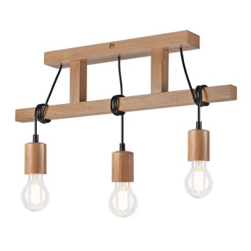 Kiinteä kattokruunu LEON 3xE27/60W/230V tammi