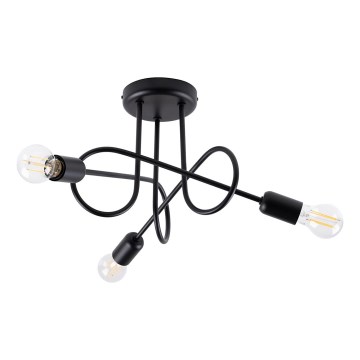 Kiinteä kattokruunu LOOP 3xE27/15W/230V musta