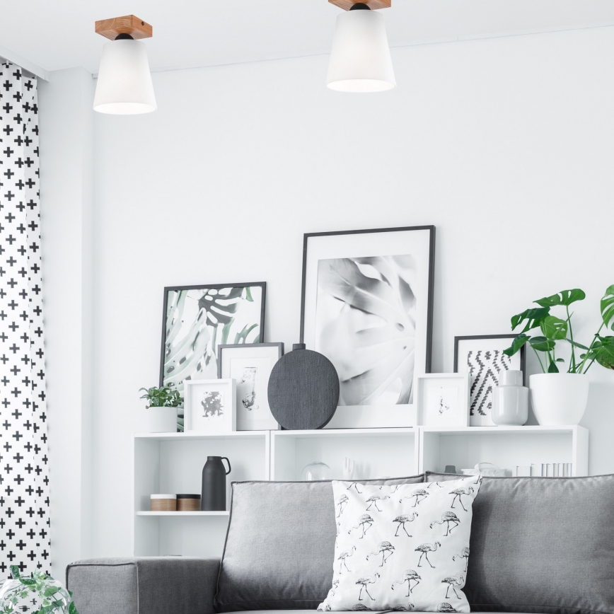 Kiinteä kattokruunu LULA 1xE27/60W/230V tammi