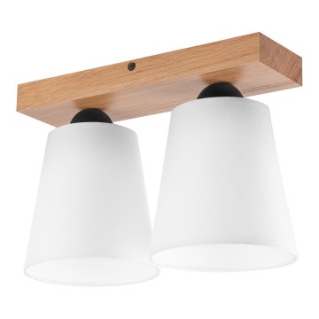 Kiinteä kattokruunu LULA 2xE27/60W/230V tammi