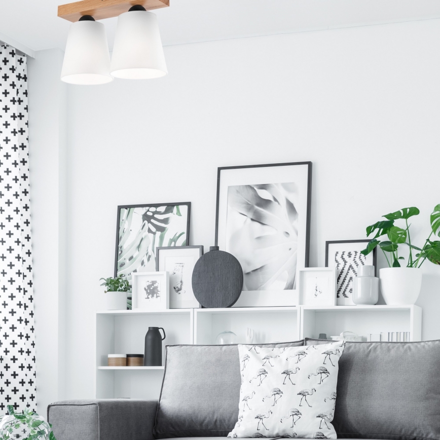 Kiinteä kattokruunu LULA 2xE27/60W/230V tammi