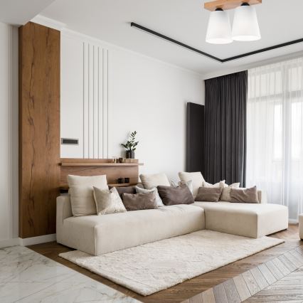 Kiinteä kattokruunu LULA 2xE27/60W/230V tammi