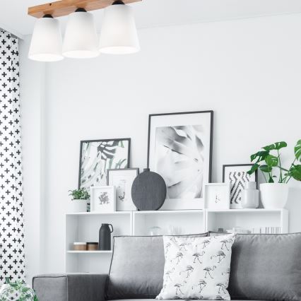 Kiinteä kattokruunu LULA 3xE27/60W/230V tammi