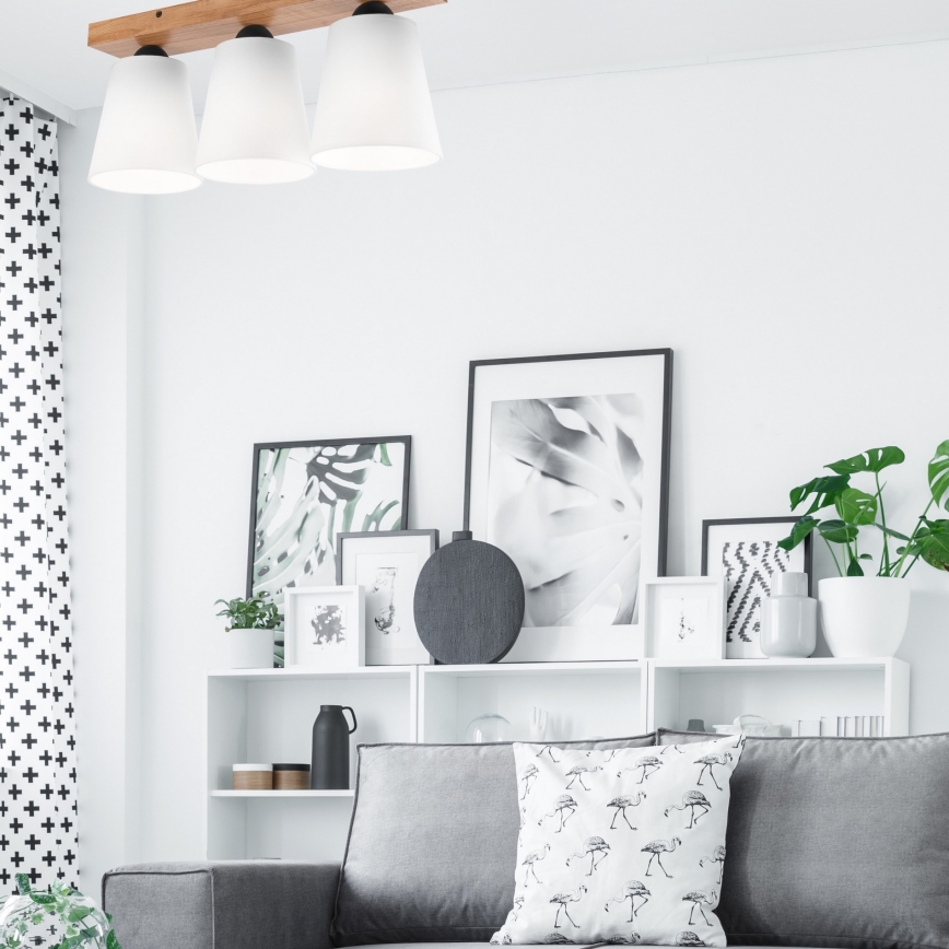 Kiinteä kattokruunu LULA 3xE27/60W/230V tammi