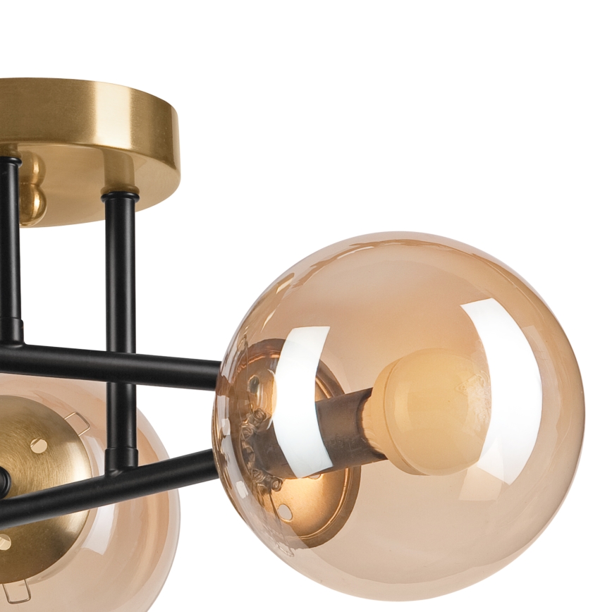 Kiinteä kattokruunu MALENA 3xE14/5W/230V kulta/musta/savuinen beige