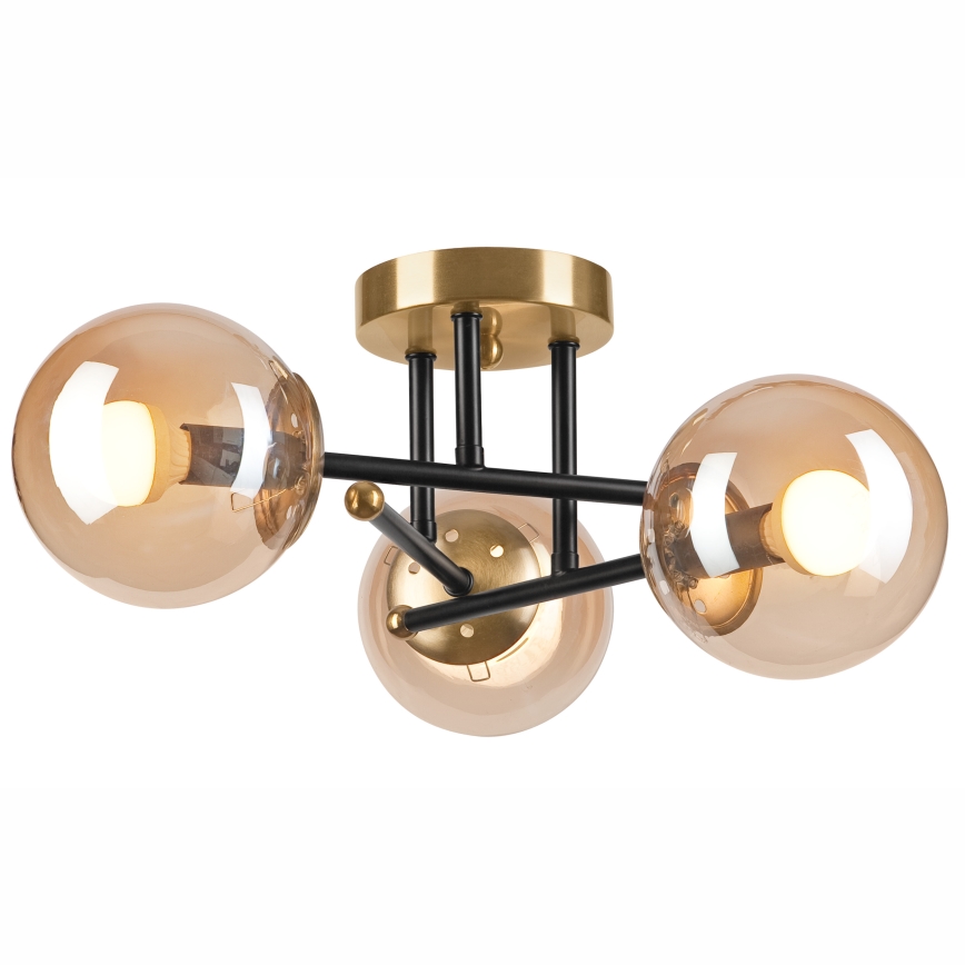 Kiinteä kattokruunu MALENA 3xE14/5W/230V kulta/musta/savuinen beige