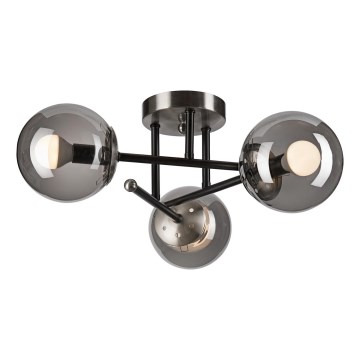 Kiinteä kattokruunu MALENA 3xE14/5W/230V musta/savuinen