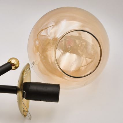 Kiinteä kattokruunu MALENA 6xE14/5W/230V kulta/musta/savuinen beige