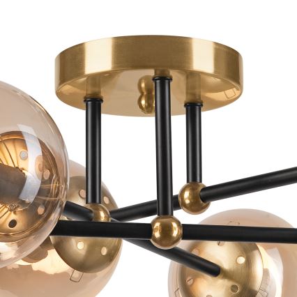 Kiinteä kattokruunu MALENA 6xE14/5W/230V kulta/musta/savuinen beige