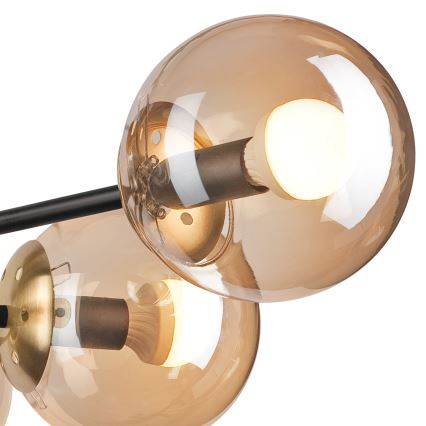 Kiinteä kattokruunu MALENA 6xE14/5W/230V kulta/musta/savuinen beige