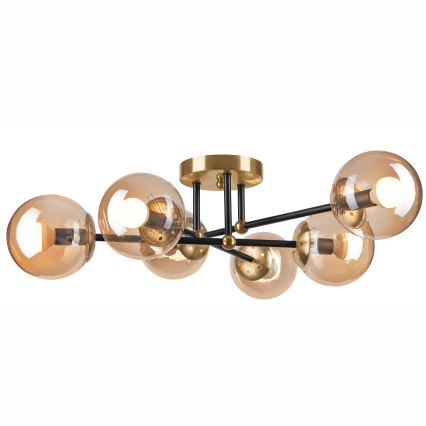 Kiinteä kattokruunu MALENA 6xE14/5W/230V kulta/musta/savuinen beige