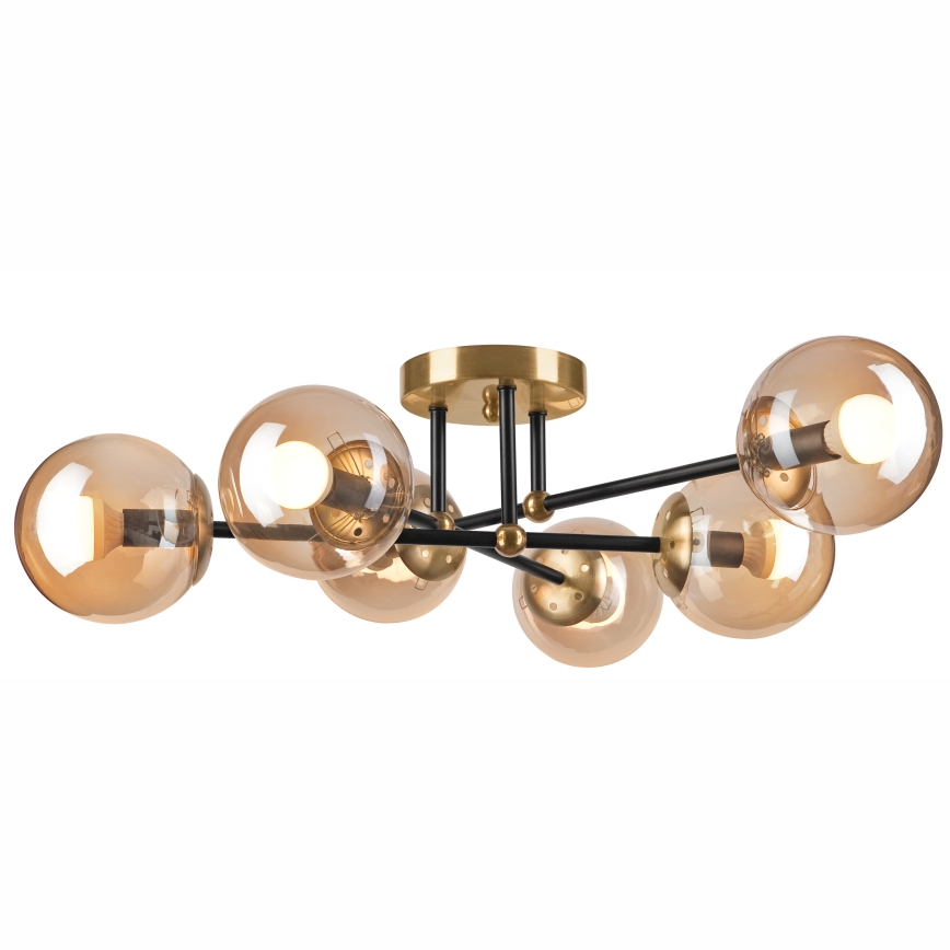 Kiinteä kattokruunu MALENA 6xE14/5W/230V kulta/musta/savuinen beige