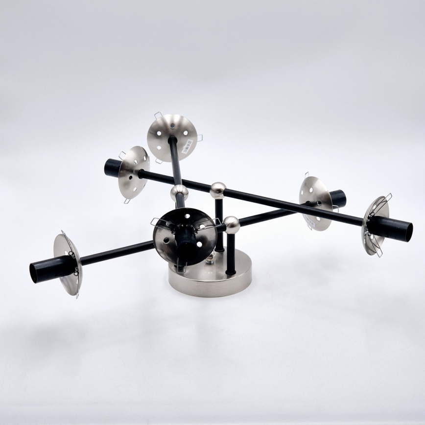 Kiinteä kattokruunu MALENA 6xE14/5W/230V mattakromi/savuinen