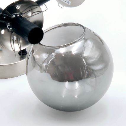 Kiinteä kattokruunu MALENA 6xE14/5W/230V mattakromi/savuinen