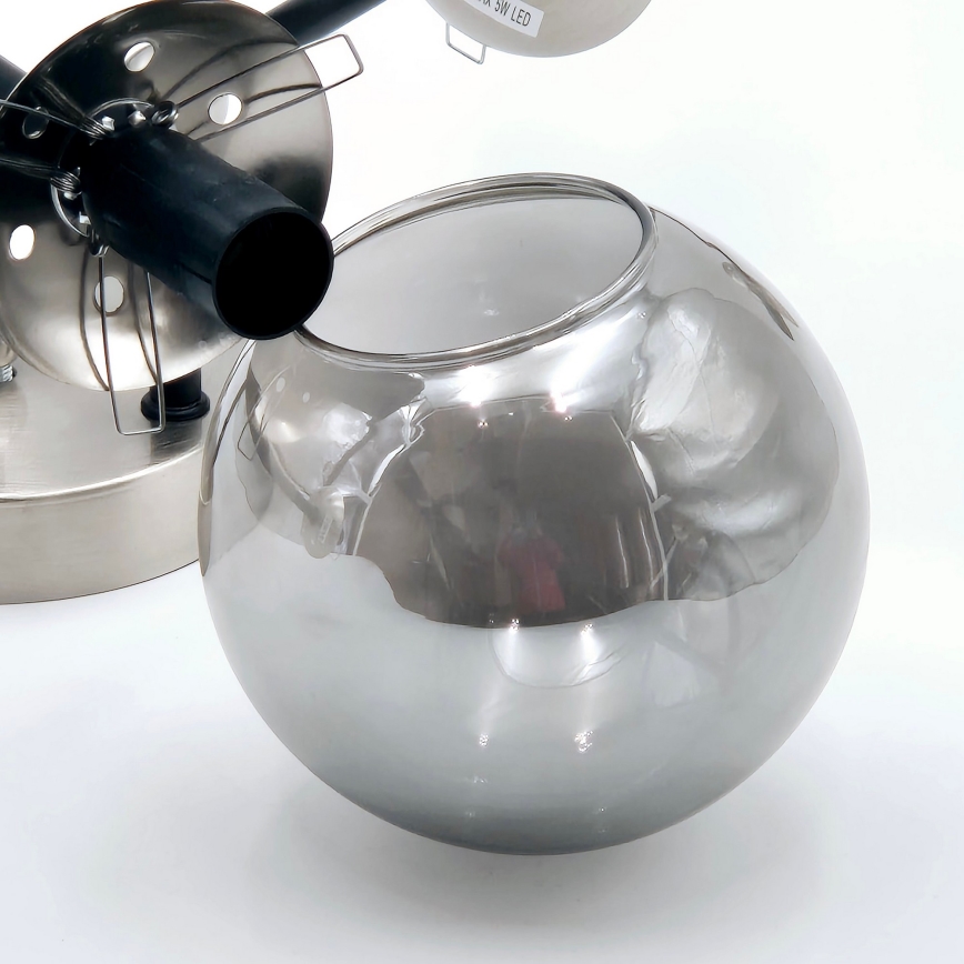 Kiinteä kattokruunu MALENA 6xE14/5W/230V mattakromi/savuinen