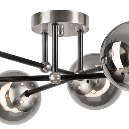 Kiinteä kattokruunu MALENA 6xE14/5W/230V mattakromi/savuinen