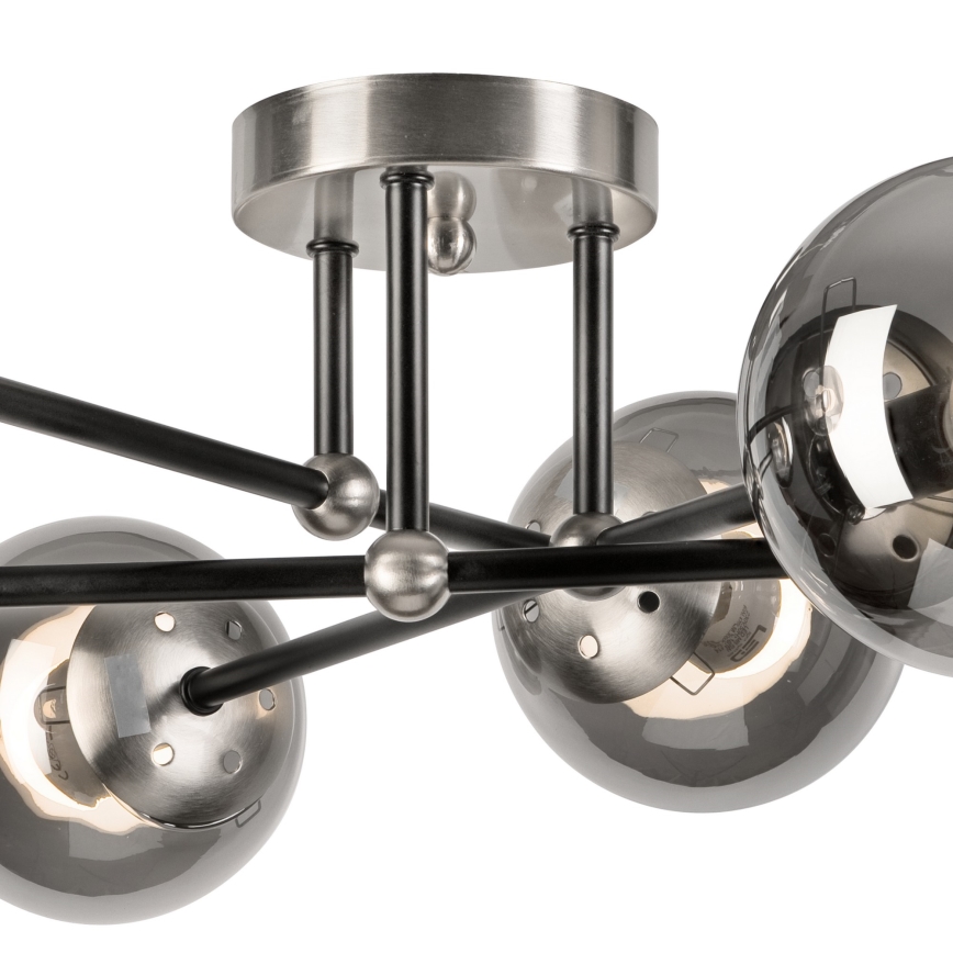 Kiinteä kattokruunu MALENA 6xE14/5W/230V mattakromi/savuinen