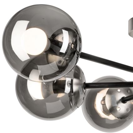 Kiinteä kattokruunu MALENA 6xE14/5W/230V mattakromi/savuinen