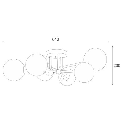 Kiinteä kattokruunu MALENA 6xE14/5W/230V mattakromi/savuinen