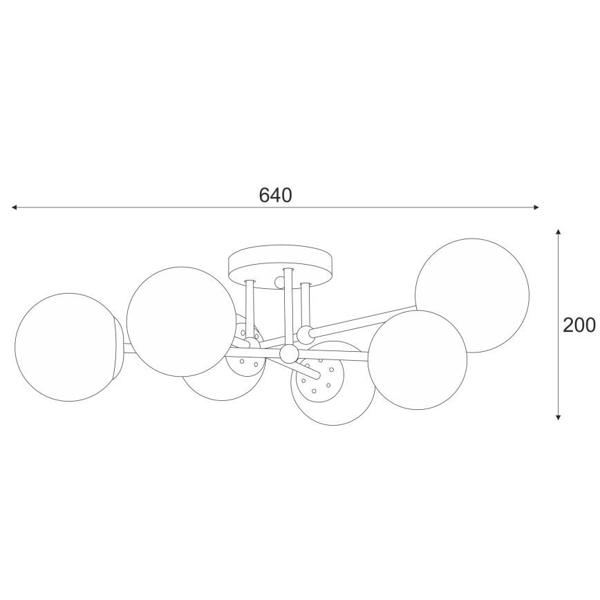 Kiinteä kattokruunu MALENA 6xE14/5W/230V mattakromi/savuinen