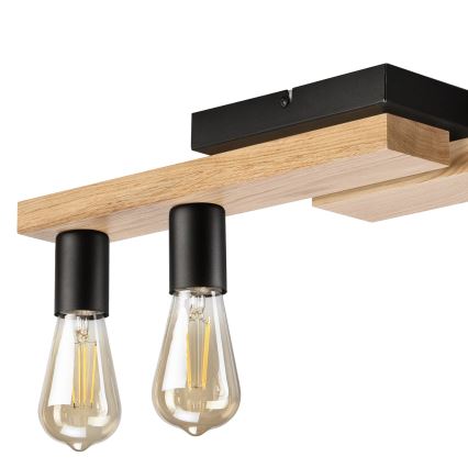 Kiinteä kattokruunu MATTE 4xE27/15W/230V musta/tammi