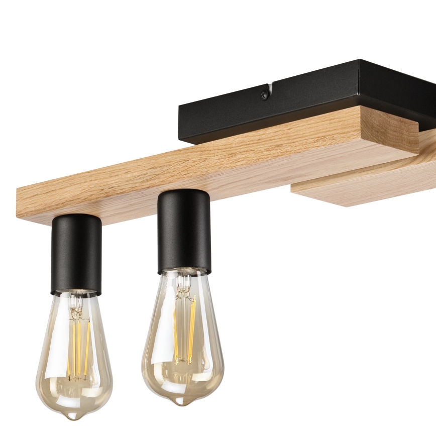 Kiinteä kattokruunu MATTE 4xE27/15W/230V musta/tammi