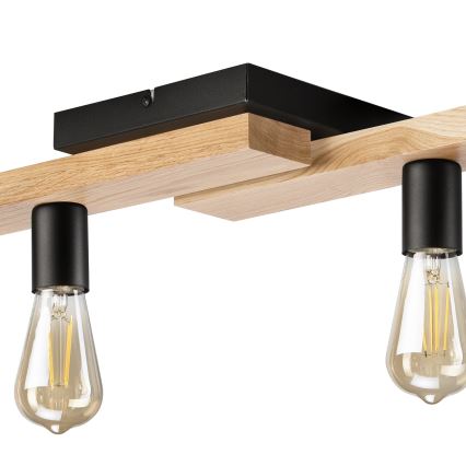 Kiinteä kattokruunu MATTE 4xE27/15W/230V musta/tammi