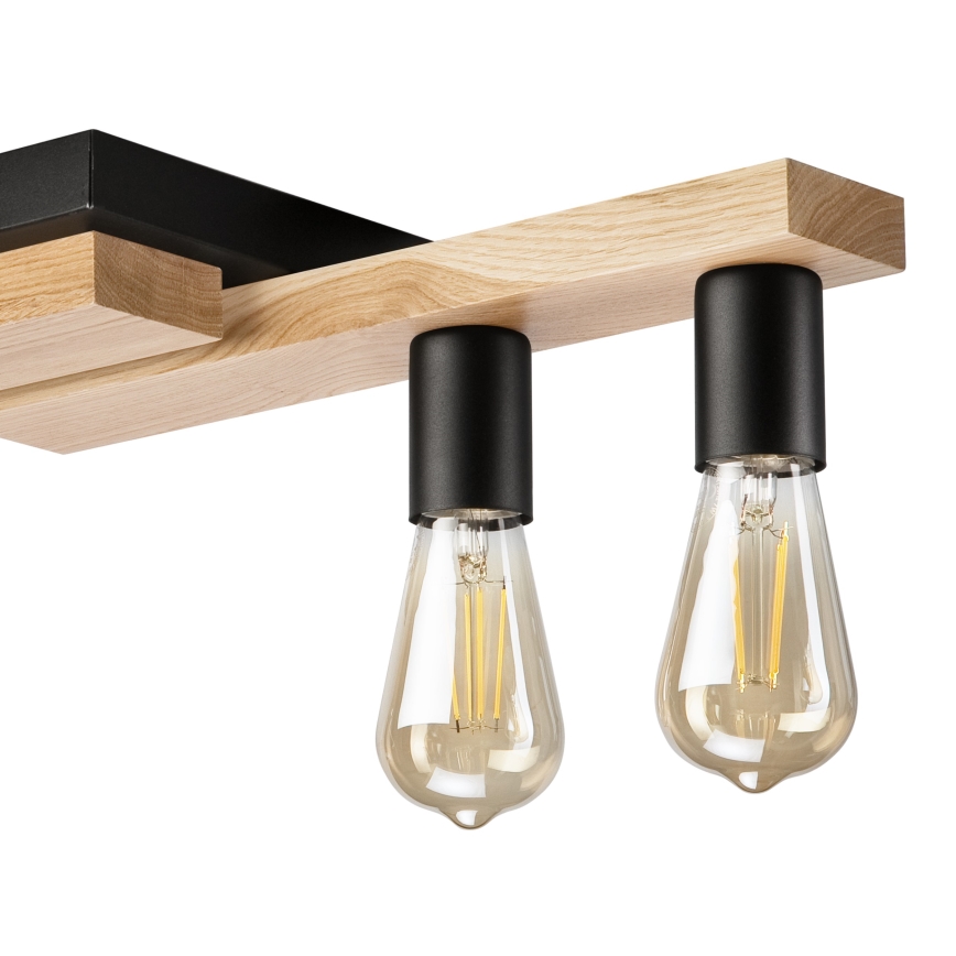 Kiinteä kattokruunu MATTE 4xE27/15W/230V musta/tammi