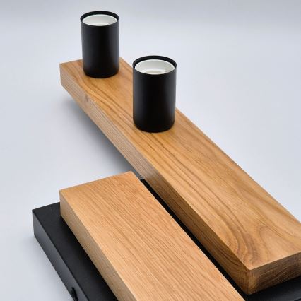 Kiinteä kattokruunu MATTE 4xE27/15W/230V musta/tammi