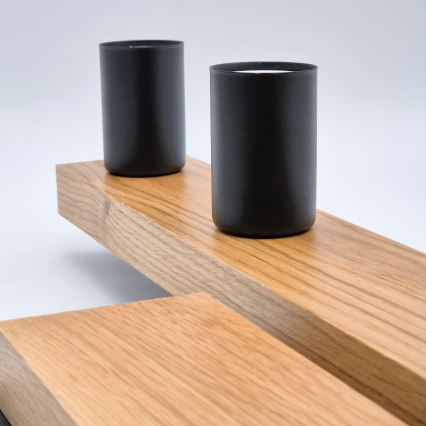 Kiinteä kattokruunu MATTE 4xE27/15W/230V musta/tammi