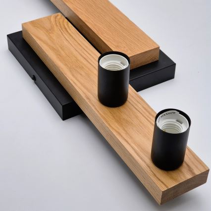 Kiinteä kattokruunu MATTE 4xE27/15W/230V musta/tammi