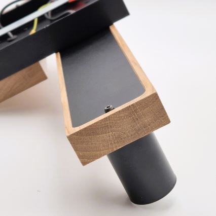 Kiinteä kattokruunu MATTE 4xE27/15W/230V musta/tammi