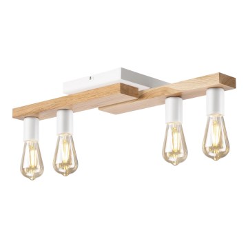 Kiinteä kattokruunu MATTE 4xE27/15W/230V valkoinen/tammi