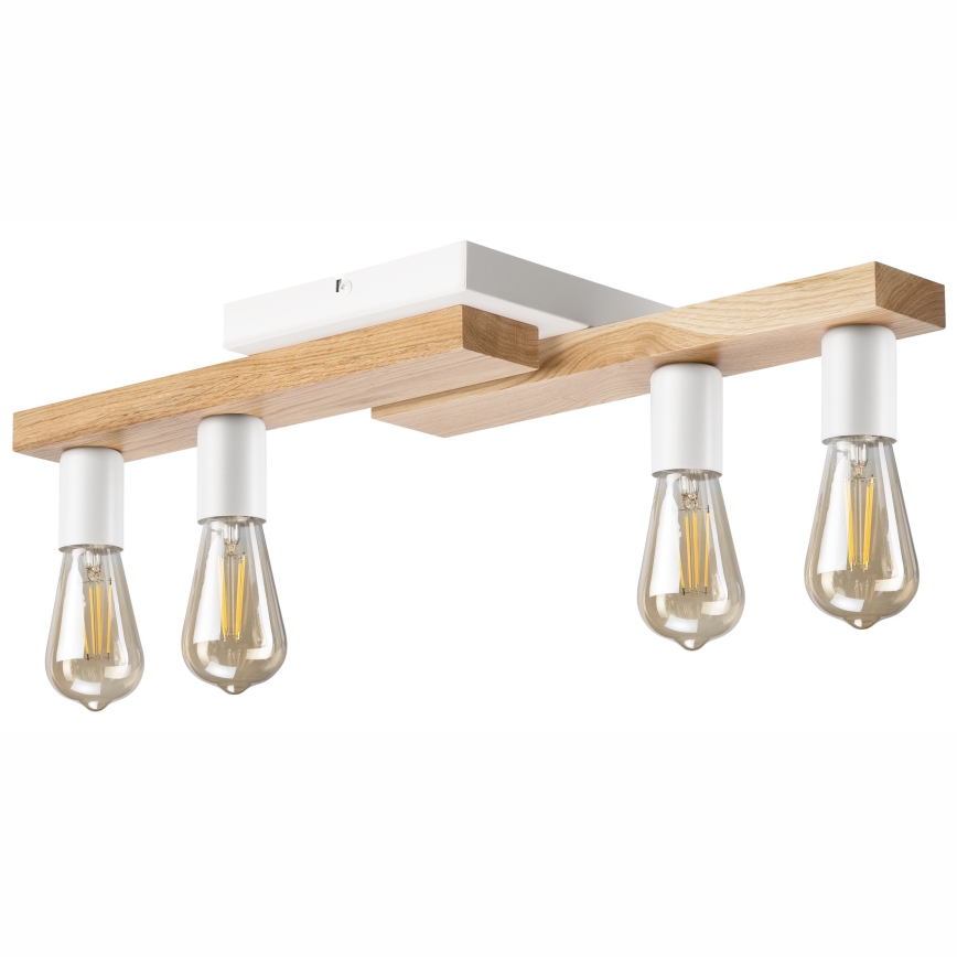 Kiinteä kattokruunu MATTE 4xE27/15W/230V valkoinen/tammi