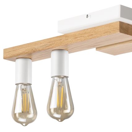 Kiinteä kattokruunu MATTE 4xE27/15W/230V valkoinen/tammi