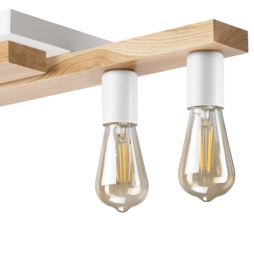 Kiinteä kattokruunu MATTE 4xE27/15W/230V valkoinen/tammi