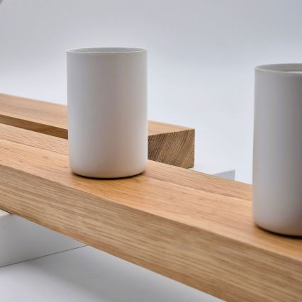 Kiinteä kattokruunu MATTE 4xE27/15W/230V valkoinen/tammi