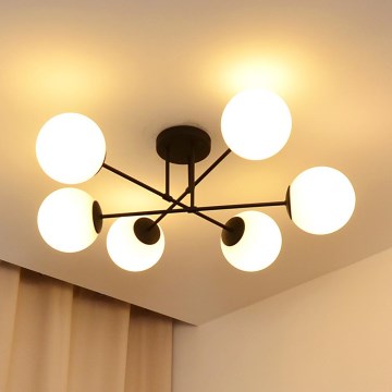 Kiinteä kattokruunu MOON 6xE27/15W/230V musta