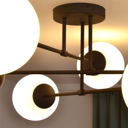 Kiinteä kattokruunu MOON 6xE27/15W/230V musta