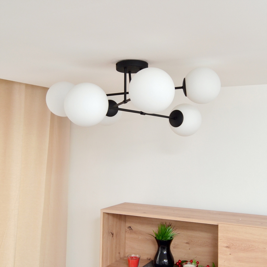 Kiinteä kattokruunu MOON 6xE27/15W/230V musta